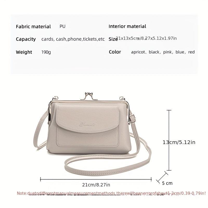 Women's Crossbody Bag Kiss Lock Phone Purse Faux Leather