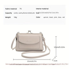 Women's Crossbody Bag Kiss Lock Phone Purse Faux Leather