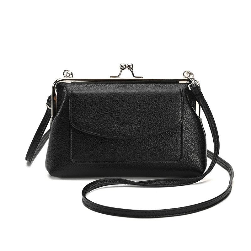 Women's Crossbody Bag Kiss Lock Phone Purse Faux Leather