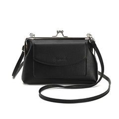 Women's Crossbody Bag Kiss Lock Phone Purse Faux Leather