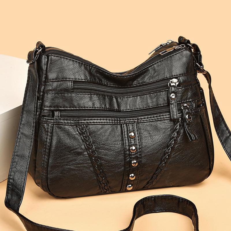 Studded Decor Crossbody Bag Faux Leather Shoulder Bag