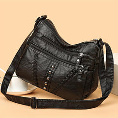 Studded Decor Crossbody Bag Faux Leather Shoulder Bag