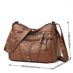 Studded Decor Crossbody Bag Faux Leather Shoulder Bag