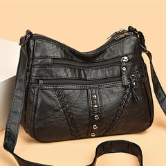 Studded Decor Crossbody Bag Faux Leather Shoulder Bag