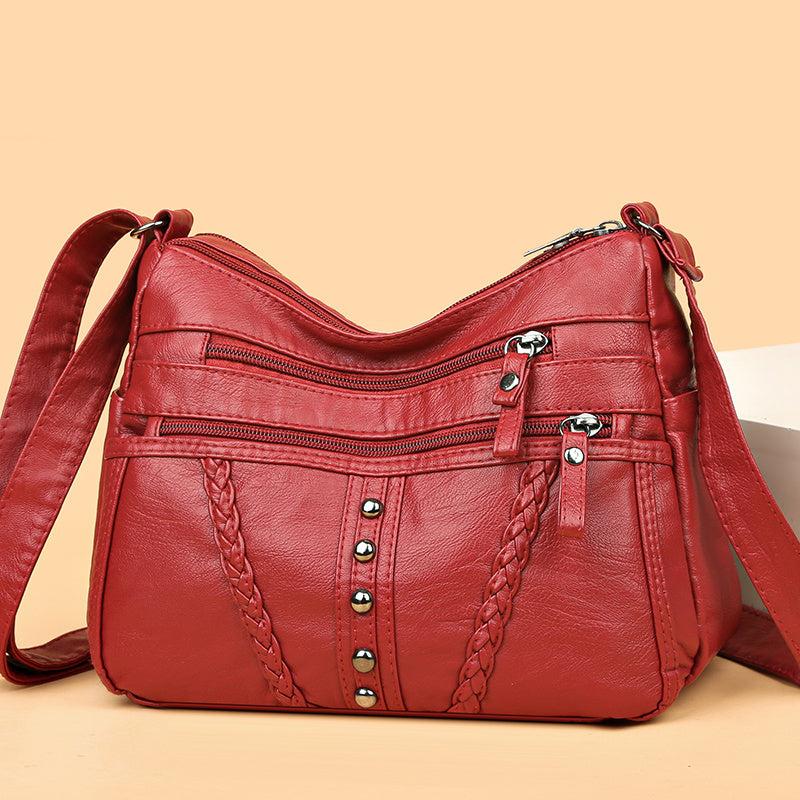Studded Decor Crossbody Bag Faux Leather Shoulder Bag