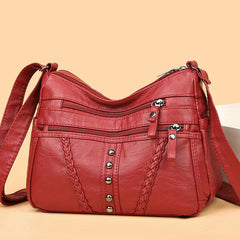 Studded Decor Crossbody Bag Faux Leather Shoulder Bag