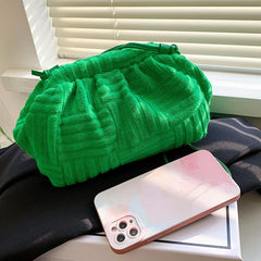 Corduroy Textured Shoulder Bag Ruched Crossbody Purse For Party