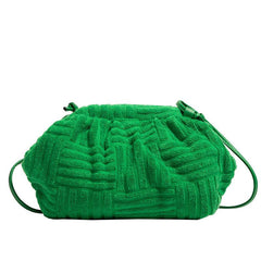 Corduroy Textured Shoulder Bag Ruched Crossbody Purse For Party