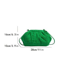 Corduroy Textured Shoulder Bag Ruched Crossbody Purse For Party