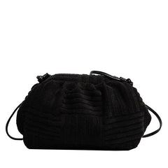 Corduroy Textured Shoulder Bag Ruched Crossbody Purse For Party