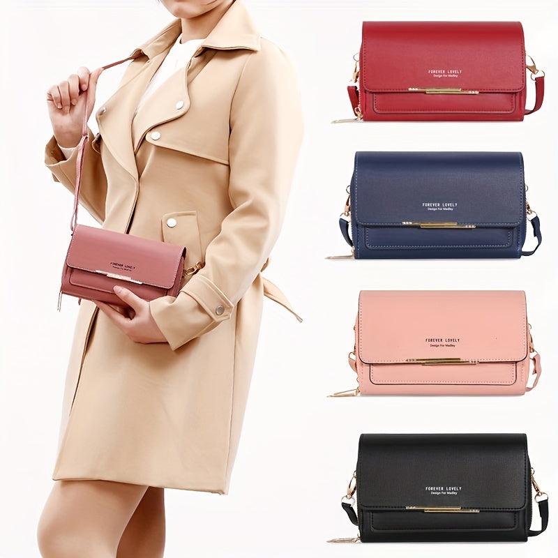 Flap Zipper Crossbody Bag PU Leather Textured Bag Purse