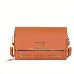 Flap Zipper Crossbody Bag PU Leather Textured Bag Purse