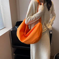 Minimalist Large Capacity Hobo Bag Solid Casual Crossbody Bag