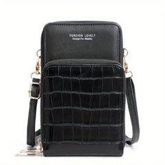 Minimalist Crocodile Embossed Shoulder Bag Women's Crossbody Purse