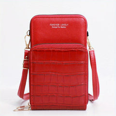 Minimalist Crocodile Embossed Shoulder Bag Women's Crossbody Purse