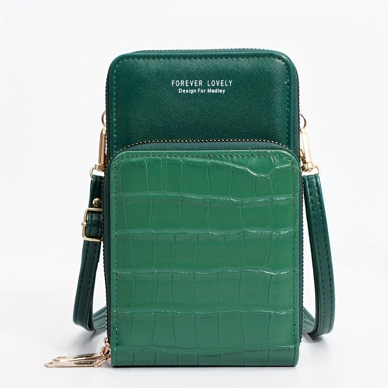 Minimalist Crocodile Embossed Shoulder Bag Women's Crossbody Purse