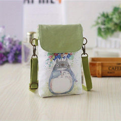 Cute Cartoon Print Canvas Bag Lightweight Portable Phone Key Coin Storage Bag