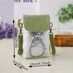 Cute Cartoon Print Canvas Bag Lightweight Portable Phone Key Coin Storage Bag