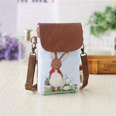 Cute Cartoon Print Canvas Bag Lightweight Portable Phone Key Coin Storage Bag