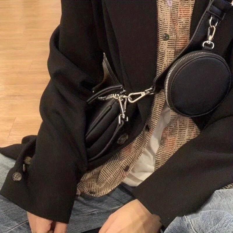 Chain Crossbody Bag with Coin Purse Solid Handbag