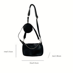Chain Crossbody Bag with Coin Purse Solid Handbag