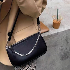 Chain Crossbody Bag with Coin Purse Solid Handbag