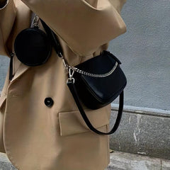 Chain Crossbody Bag with Coin Purse Solid Handbag