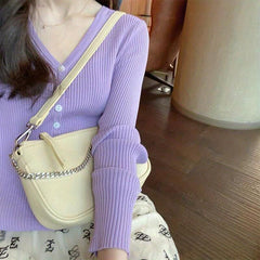 Chain Crossbody Bag with Coin Purse Solid Handbag