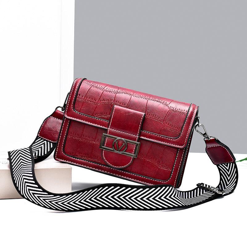 Vintage Crossbody Buckle Square Bag Small PU Leather Flap Purse
