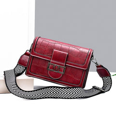 Vintage Crossbody Buckle Square Bag Small PU Leather Flap Purse