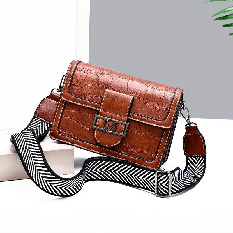 Vintage Crossbody Buckle Square Bag Small PU Leather Flap Purse
