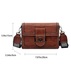 Vintage Crossbody Buckle Square Bag Small PU Leather Flap Purse