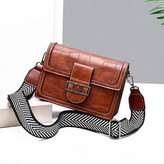 Vintage Crossbody Buckle Square Bag Small PU Leather Flap Purse