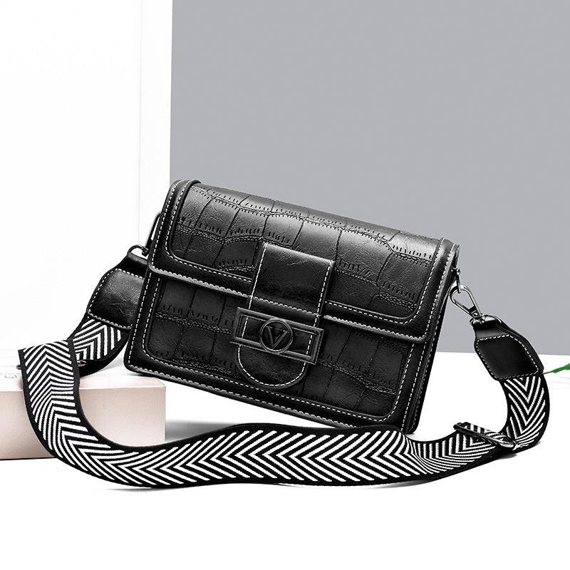 Vintage Crossbody Buckle Square Bag Small PU Leather Flap Purse
