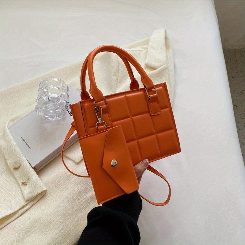 Plaid Square Crossbody Bag with Clutch Purse