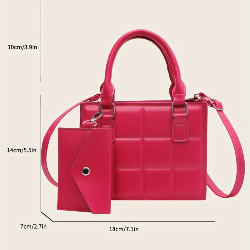 Plaid Square Crossbody Bag with Clutch Purse