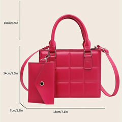 Plaid Square Crossbody Bag with Clutch Purse