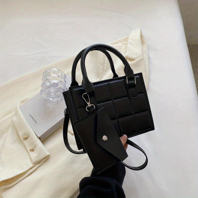 Plaid Square Crossbody Bag with Clutch Purse