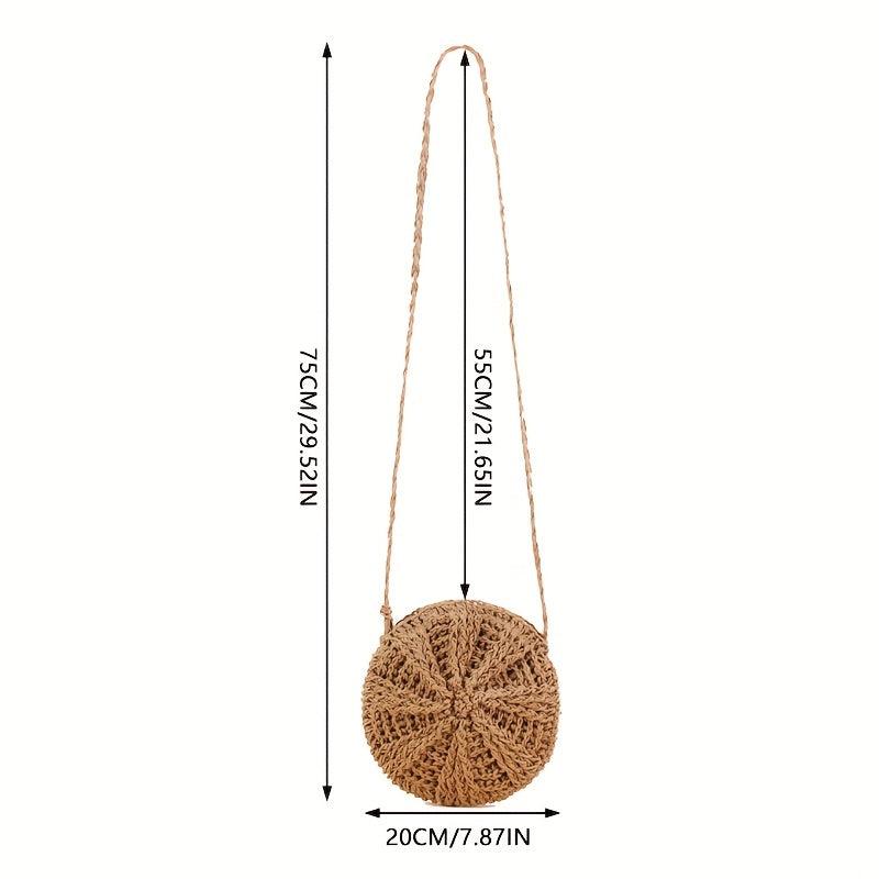Straw Round Shoulder Bag Beach Vacation Style Crossbody Bag
