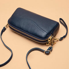 Double Layer Clutch Purse Zipper Crossbody Bag