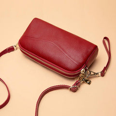 Double Layer Clutch Purse Zipper Crossbody Bag