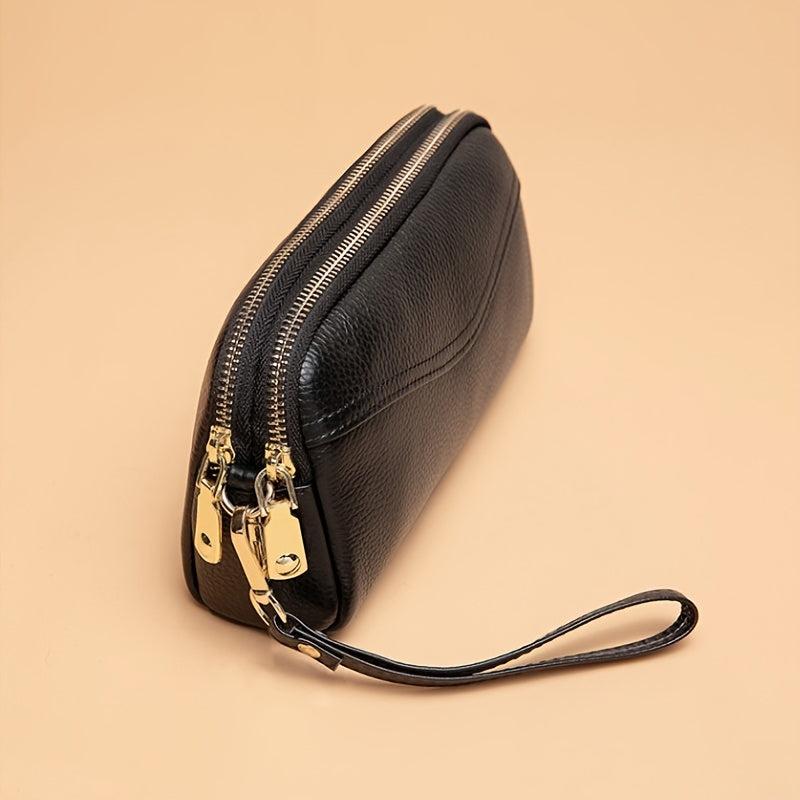 Double Layer Clutch Purse Zipper Crossbody Bag