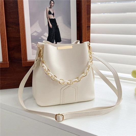 Minimalist Chain Decor Crossbody Bucket Bag for Women