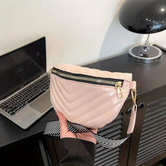 Chevron Quilted Chest Bag Stylish Crossbody Sling Waist Fanny Pack