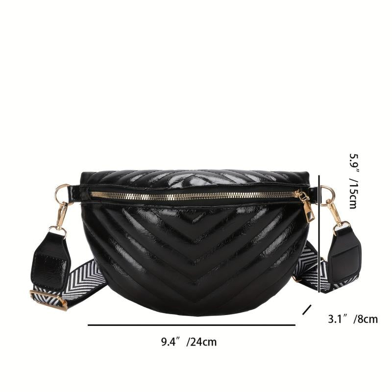 Chevron Quilted Chest Bag Stylish Crossbody Sling Waist Fanny Pack