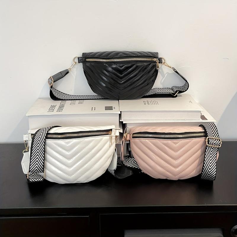 Chevron Quilted Chest Bag Stylish Crossbody Sling Waist Fanny Pack