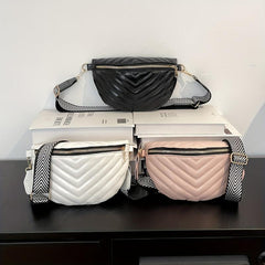 Chevron Quilted Chest Bag Stylish Crossbody Sling Waist Fanny Pack