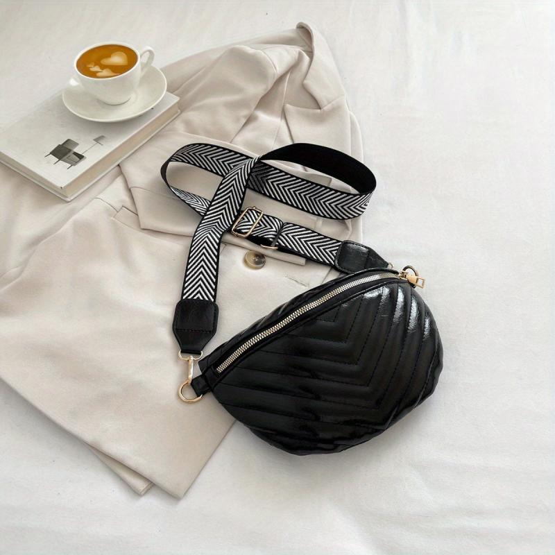 Chevron Quilted Chest Bag Stylish Crossbody Sling Waist Fanny Pack