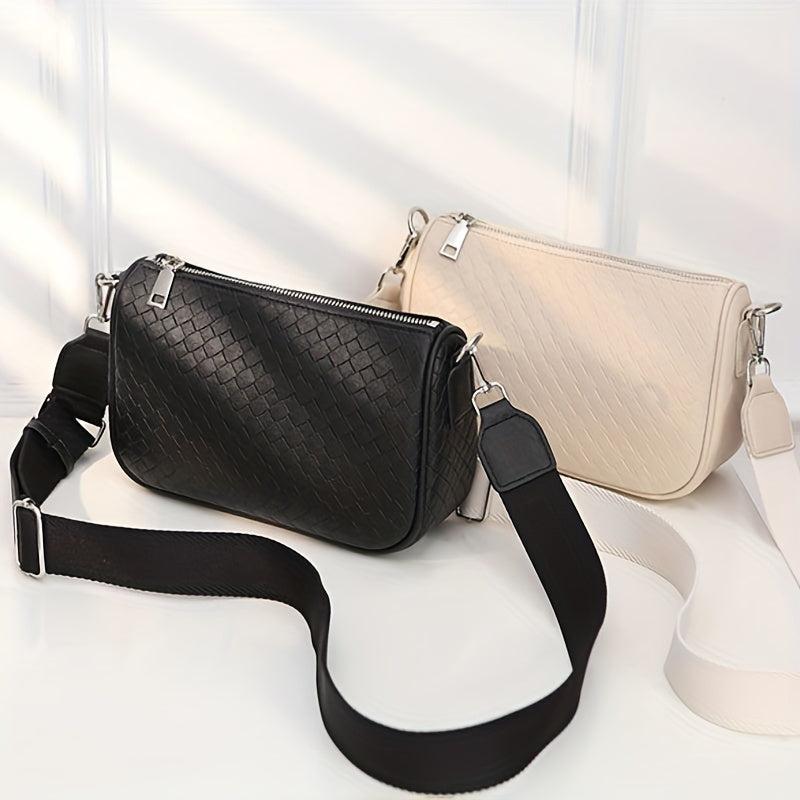 Braided Crossbody Bag Solid Square Shoulder Bag Women's Handbag