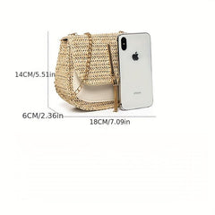 Straw Woven Crossbody Bag Beach Flap Shoulder Bag Rattan Handbag